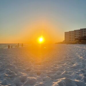 Sunset Beach Photo Print - Golden Orange Sky